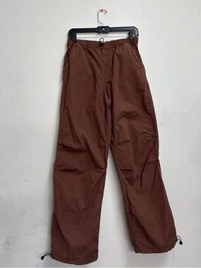 Zara parachute cargo trousers wide leg brown trousers light weight utility